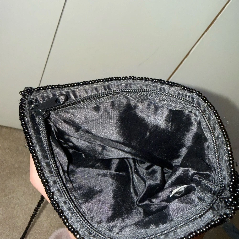 Vintage Beaded Floral Crossbody Bag - Black with Red, Yellow & Green Embroidery - Picture 5 of 5